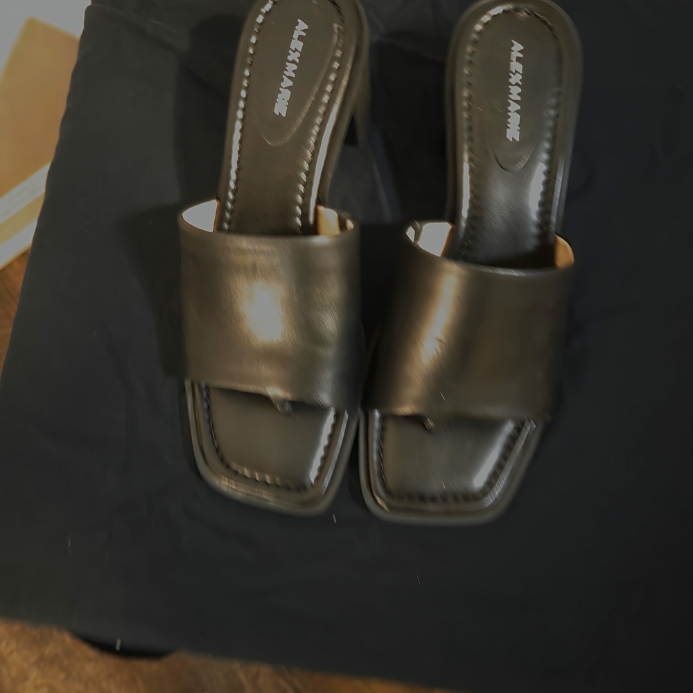 Alex Marie Black Leather Sandals